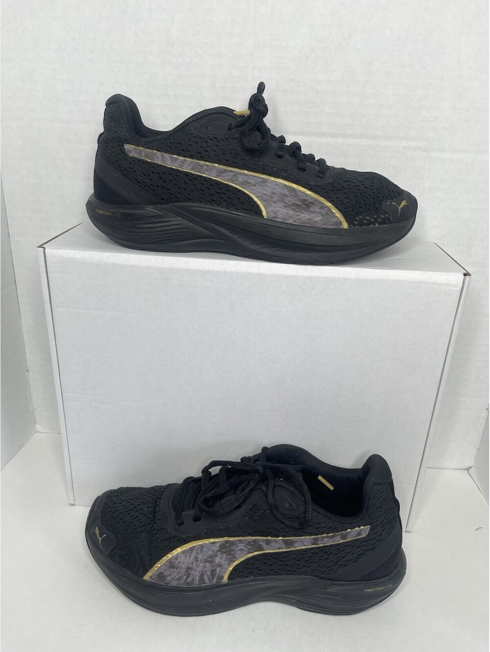 PUMA Feline Profoam Safari Glam Women’s Running Shoes — Puma Black / Gold~Size 8